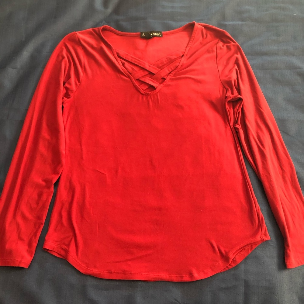 Derek heart long sleeve red shirt